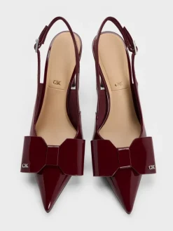 Lu Patent Leather Bow Slingback Pumps