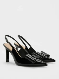 Lu Patent Leather Bow Slingback Pumps