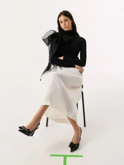 Lu Patent Leather Bow Slingback Pumps