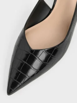 Luciana Croc-Effect Slingback Kitten Heels