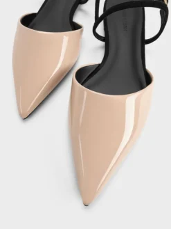 Luciana Patent Faux Suede Pointed Slingback Flats