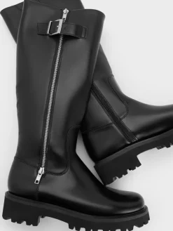 Lyndon Buckled Knee-High Boots