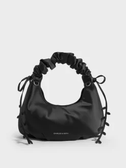 Mabel Satin Floral-Vine Hobo Bag