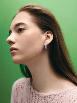 Maeve Multi-Crystal Hoop Earrings
