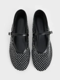 Maggie Mesh Crystal Mary Janes