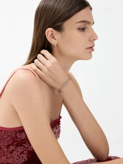 Malorie Crystal Heart Hoop Earrings