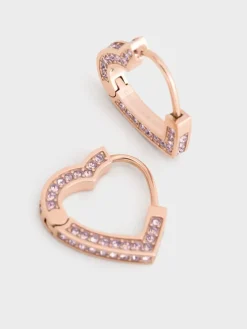 Malorie Crystal Heart Hoop Earrings