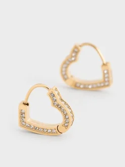 Malorie Crystal Heart Hoop Earrings