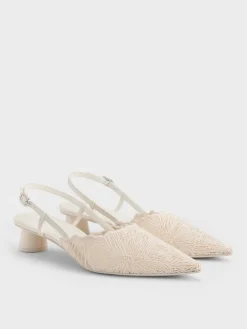 Meja Floral-Crochet Slingback Pumps