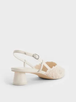 Meja Floral-Crochet Slingback Pumps