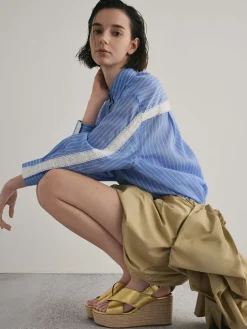 Metallic Crossover Espadrille Wedges