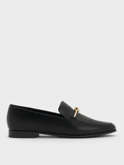 Metallic Knot-Bar Loafers