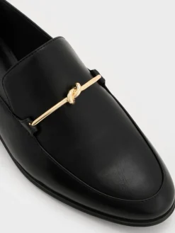 Metallic Knot-Bar Loafers