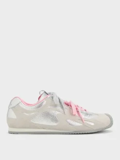 Metallic Leather & Suede Double-Lace Sneakers