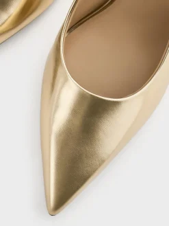 Metallic Leather Slingback Stiletto Pumps