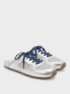Metallic Mesh Lace-Up Sneaker Mules