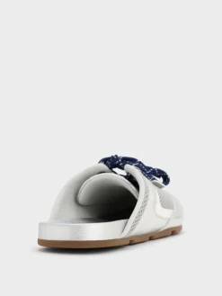 Metallic Mesh Lace-Up Sneaker Mules