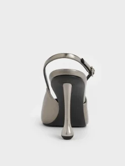Metallic Sculptural-Heel Pointed Pumps
