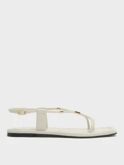 Metallic-Accent Toe-Ring Sandals