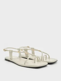 Metallic-Accent Toe-Ring Sandals