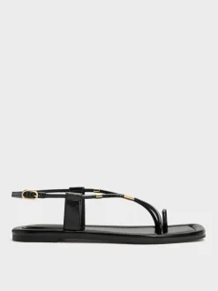 Metallic-Accent Toe-Ring Sandals