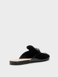 Metallic-Bar Loafer Mules