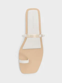 Metallic-Bar Toe-Ring Sandals