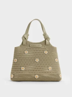 Mini Ida Flower Knitted Tote Bag