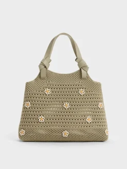 Mini Ida Flower Knitted Tote Bag