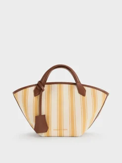 Mini Ivanna Canvas Striped Tote Bag