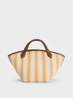 Mini Ivanna Canvas Striped Tote Bag