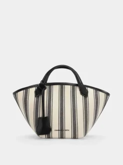 Mini Ivanna Canvas Striped Tote Bag