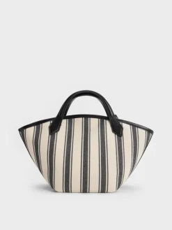 Mini Ivanna Canvas Striped Tote Bag