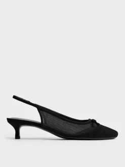 Mulligan Mesh Bow Slingback Pumps