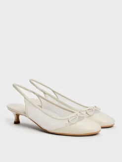 Mulligan Mesh Bow Slingback Pumps