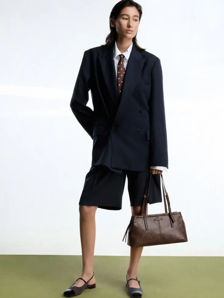 Noane Elongated-Handle Shoulder Bag