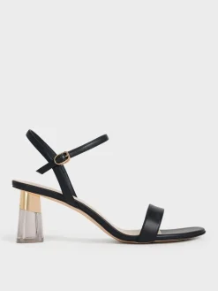 Oleana Clear Trapeze Heel Sandals