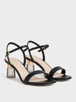 Oleana Clear Trapeze Heel Sandals
