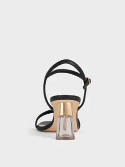 Oleana Clear Trapeze Heel Sandals