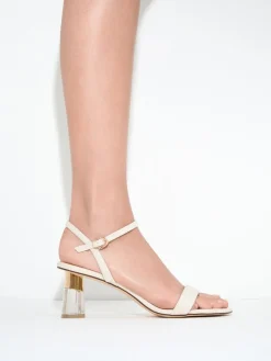 Oleana Clear Trapeze Heel Sandals