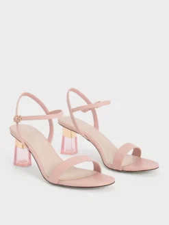 Oleana Clear Trapeze Heel Sandals
