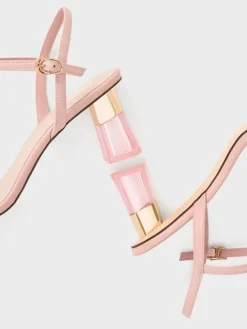 Oleana Clear Trapeze Heel Sandals