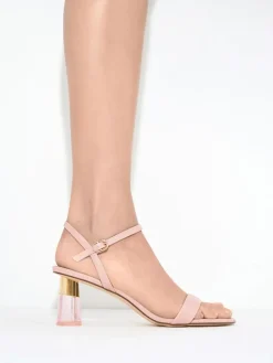 Oleana Clear Trapeze Heel Sandals