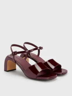 Patent Ankle-Strap Heeled Sandals