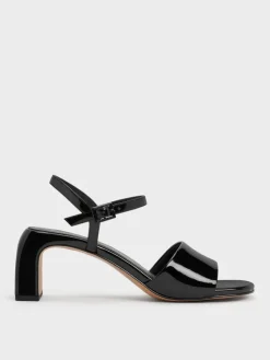 Patent Ankle-Strap Heeled Sandals