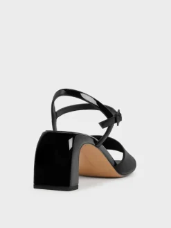 Patent Ankle-Strap Heeled Sandals