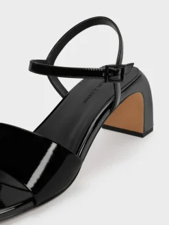 Patent Ankle-Strap Heeled Sandals