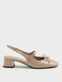 Patent Bow Slingback Pumps