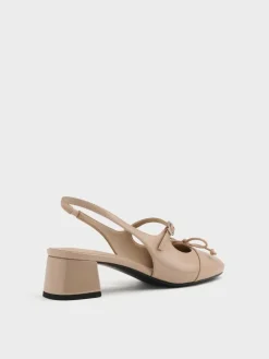 Patent Bow Slingback Pumps