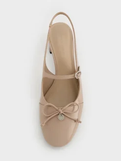 Patent Bow Slingback Pumps
